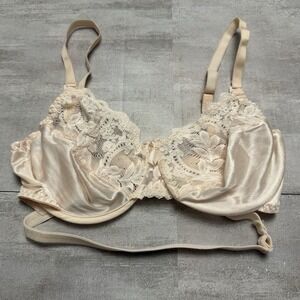 Vintage Fleur De Lace Smoothie 145 Beige Satin Convertible Bra Size 36D Backless